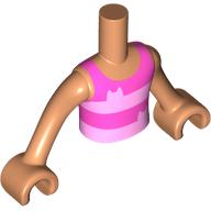 Lego Minidoll Torso Boy with Dark Pink/Bright Pink Stripes Shirt, Nougat Arms and Hands / Nougat