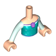 Lego Minidoll Torso Girl with Dark Turquoise Dress, Lavender Shell Necklace, Light Aqua Arms and Light Nougat Hands / Light Nougat