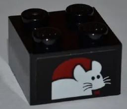 Brick 2 x 2 with White Mouse Pattern (Sticker) - Set 7637