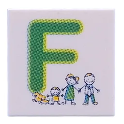 Tile 2 x 2 with Green 'F', Family Print / White