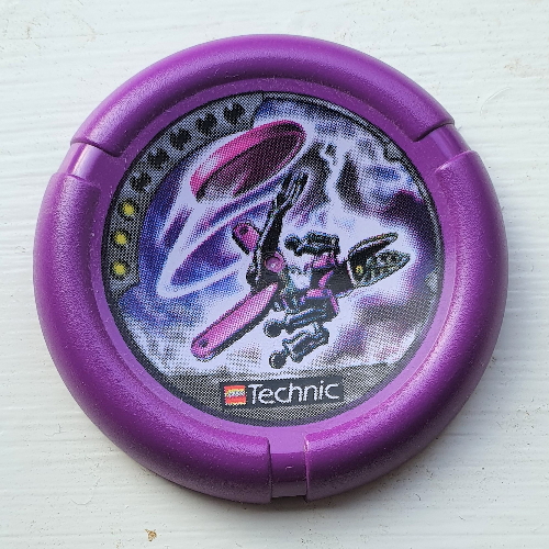 Lego Large Figure Throwing Disk, Electro / Energy, 3 Pips, Electro Throwing Disk Print / Purple