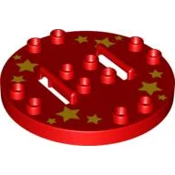 Duplo Turntable 6 x 6 with Handles and Stars Print / Red