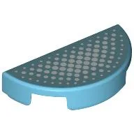 Tile Round 1 x 2 Half Circle with Dark Turquoise Surface, White Dots Print