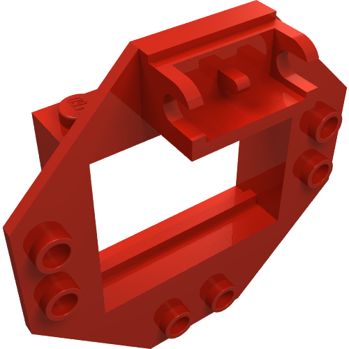 Lego Hinge Window Frame 1 x 4 x 3 with Octagonal Panel / Red