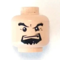Minifig Head Igor Karkaroff, Goatee, Thick Eyebrows and Squint, Grimace Print / Light Nougat