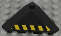 Wedge 4 x 4 (Slope 18 Corner) with Black and Yellow Danger Stripes Pattern Right (Sticker) - Set 7713