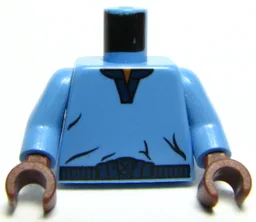 Torso SW V-Collar Shirt and Dark Blue Trim Pattern (Lando Calrissian) / Medium Blue Arms / Brown Hands