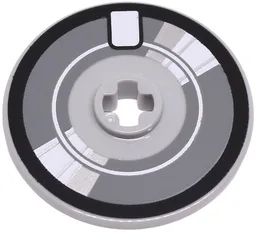 Technic, Disk 3 x 3 with Black and Dark Bluish Gray Movie Film / Tape Reel with Silver and White Reflections Pattern