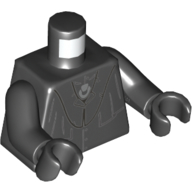 Lego Torso Tunic, Light Bluish Gray Pendant Print, Black Arms and Hands / Black