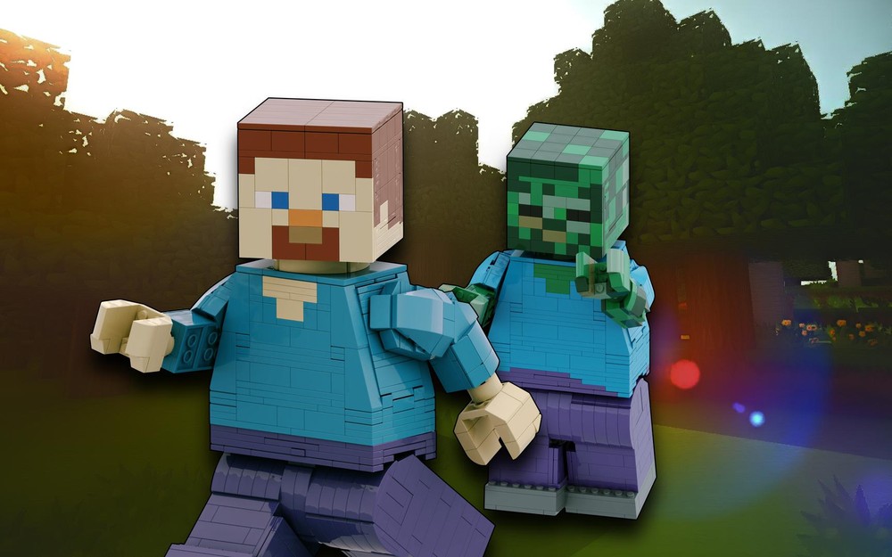 Lego Good vs Evil - Up-Scaled Minifigure Bundle - Steve & Zombie