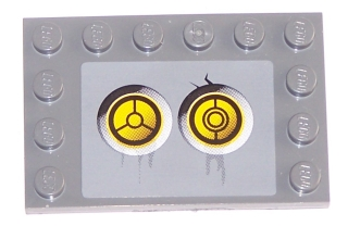 Lego Tile, Modified 4 x 6 with Studs on Edges with 2 Yellow Circles with Bionicle Code Pattern 2 (Sticker) - Set 8759