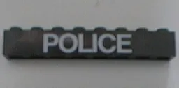 Brick 1 x 8 with White 'POLICE' Pattern on Both Sides (Stickers) - Set 6386