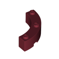 Lego Brick Round Corner 4 x 4 Macaroni Wide with 3 Studs / Dark Red