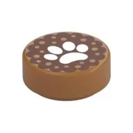 Tile Round 1 x 1 with Animal Track Print