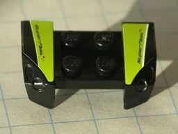 Vehicle, Mudguard 2 x 4 with Headlights Overhang with 'SuperFast' on Lime, White, and Black Pattern on Both Sides (Stickers) - Set 8119