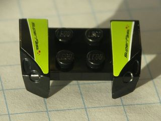 Lego Vehicle, Mudguard 2 x 4 with Headlights Overhang with 'SuperFast' on Lime, White, and Black Pattern on Both Sides (Stickers) - Set 8119