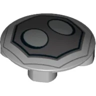 Plate Round 2 x 2 with Rounded Bottom with Black Octangle, DBG field, White Eyes Print