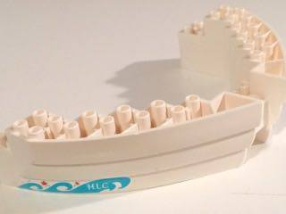 Lego Boat, Hull Brick 16 x 10 x 3 with Medium Azure Wave Left and 'HLC' on Medium Azure Wave Right Pattern (Stickers) - Set 41015