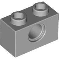 Technic Brick 1 x 2 [1 Pin Hole] / Light Bluish Gray