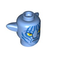 Lego Minifig Head Special Alien Na'vi with Yellow Eyes, Blue Markings, Angry print / Medium Blue