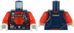 Torso Diving Suit with Red Zippers, Gauge, Regulator and Harness with Silver Buckles Pattern / Red Arms / Light Bluish Gray Hands
