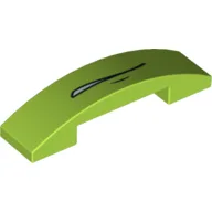 Brick Curved 4 x 1 Double, No Studs with Mouth Slightly Open Print / Lime