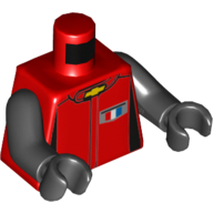 Lego Torso Race Suit with Chevrolet Logo / 'CAMARO' on Back Print, Black Arms and Hands / Red