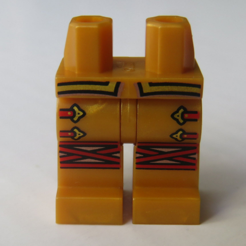 Lego Hips and Pearl Gold Legs with Red Straps and Knee Pads / Pearl Gold