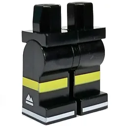 Hips and Black Legs with Yellow Stripe, White Sport Logo Print / Black