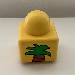 Primo Brick 1 x 1 with Giraffe Head / Palm Tree Print / Yellow