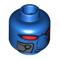 Lego Minifig Head Cad Bane, Red Eyes and Breathing Apparatus Ports Print [Blocked Open Stud] / Blue
