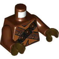 Torso Robe, Dark Brown Crossed Belts with Pouches and Torn Cloth Print (Jawa), Reddish Brown Arms, Dark Brown Hands / Reddish Brown