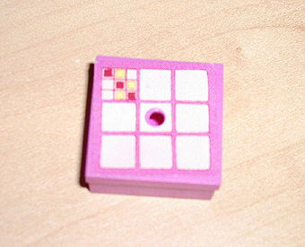 Lego Container, Box 3 1/2 x 3 1/2 x 1 1/3 with Hinged Lid with 9 White Squares Pattern (Sticker) - Set 3117