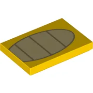 Tile 2 x 3 with Tan Stripes in Oval Print (Koopa Stomach) / Yellow