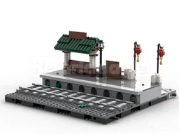 modular trainstation side entrance with covered bench