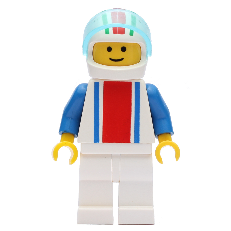 Lego Racer - White Torso with Red/Blue Stripes, White Legs, White Helmet