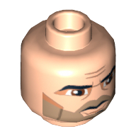 Lego Minifig Head Captain Rex, Thick Eyebrows, Brown Eyes, Fine Stubble Print [Hollow Stud] / Light Nougat