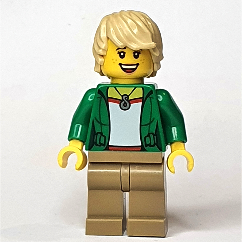 Lego Green Torso, Dark Tan Legs, Tan Hair