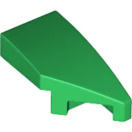 Brick Wedged, Curved 2 x 1 with Stud Notch Right / Green
