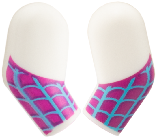 Lego Arm, (Matching Left and Right) Pair with Medium Azure Webbing on Magenta Background Pattern / White