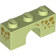 Lego Brick Arch 1 x 3 with Olive Green Animal Spots Print / Yellowish Green