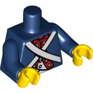 Torso, Soldier Coat with White Crossed Belts and Red Placket with Gold Buttons Print, Dark Blue Arms, Yellow Hands / Dark Blue