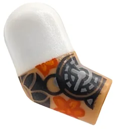 Arm, Right with Molded White Short Sleeve and Printed Orange Flowers and Dark Bluish Gray and Light Bluish Gray Mandala Tattoo Pattern / Warm Tan