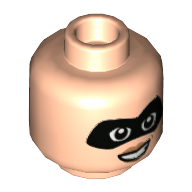 Lego Minifig Head Elastigirl (Mrs. Incredible), Black Eyemask, Open Smile / Smirk Print [Hollow Stud] / Light Nougat