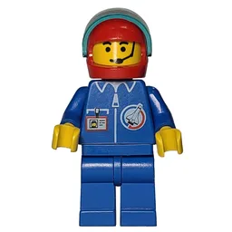 Launch Command Pilot, Blue Jumpsuit, Red Helmet with Visor, Headset