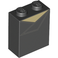 Lego Brick 1 x 2 x 2 with Inside Stud Holder with Black Shirt Lapel print / Black