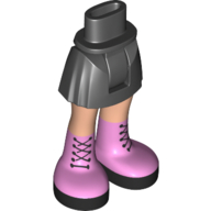 Lego Minidoll Hips and Short Skirt with Medium Nougat Legs and Bright Pink Boots with Black Buckles / Black