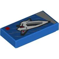 Tile 1 x 2 with LEGO Set Box, Spaceship Print / Blue