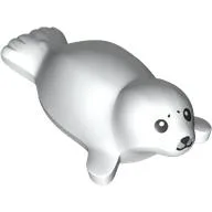 Animal, Seal, Pup (Baby) Black Eyes Print / White