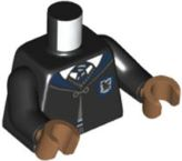 Lego Torso Hogwarts Robe Clasped with Ravenclaw Crest, Sweater, Shirt and Tie Pattern / Black Arms / Medium Nougat Hands